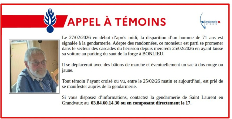 Jura : appel &agrave; t&eacute;moins