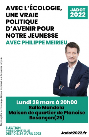Jadot 2022 : Conférence de Philippe Meirieu ce lundi à Besançon