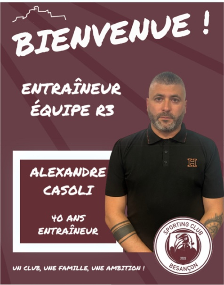 Football / R&eacute;gional 3 : Alexandre Casoli nouvel entra&icirc;neur du Sporting Club Besan&ccedil;on