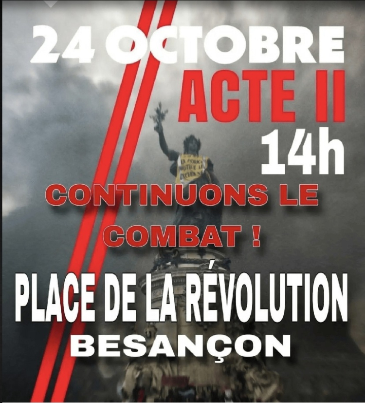 Besan&ccedil;on : un nouvel appel &agrave; manifester ce samedi 24 octobre