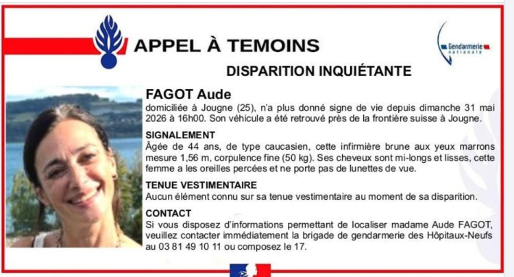Jougne / disparition d&rsquo;Aude Fagot : son corps retrouv&eacute; en Suisse