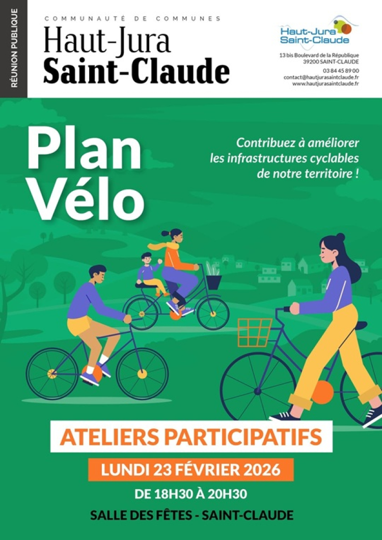 Haut‑Jura Saint‑Claude : une soir&eacute;e pour construire le futur Plan v&eacute;lo