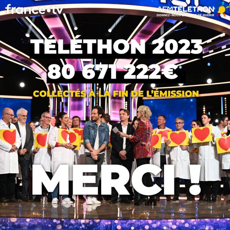 Solidarité : le Téléthon se termine sur la somme de 80,6 millions d’euros