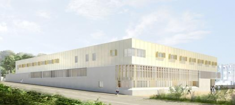 Pose de la première pierre du bâtiment de restauration sur le site du lycée Victor Hugo